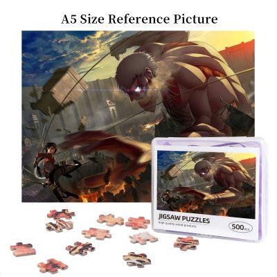 Mikasa Fighting With Armored Titan Attack On Titan Wooden Jigsaw Puzzle 500 Pieces Educational Toy Painting Art Decor Decompression toys 500pcs