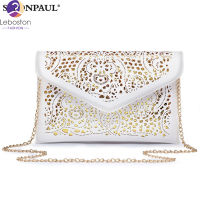 Leboston(Bags) Women Stylish Hollowed-Out Envelope Chain Bag กระเป๋าสะพายไหล่เดียว