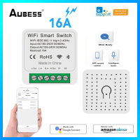 Mini Smart Switch 16A DIY 2 Way Wireless Light Switches Power Monitor Breaker ผ่าน Tuya Smart Life Alexa Alice Home