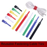 20Pcs Reusable Cable Ties Adjustable Cord Ties Hook Loop Fastener Tape Cable Straps for Cord Cable Management Organizer