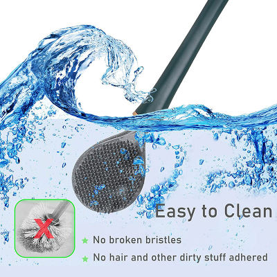 Silicone Toilet Brushes With Holder Set Wall-Mounted Long Handled Toilet Cleaning Brush Modern Hygienic Bathroom Accessories