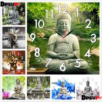 Dpsupr Full Diamond Painting Cross Stitch With Clock Mechanism Mosaic 5D Diy Square Round Buddha Statue 3d Embroidery Gift