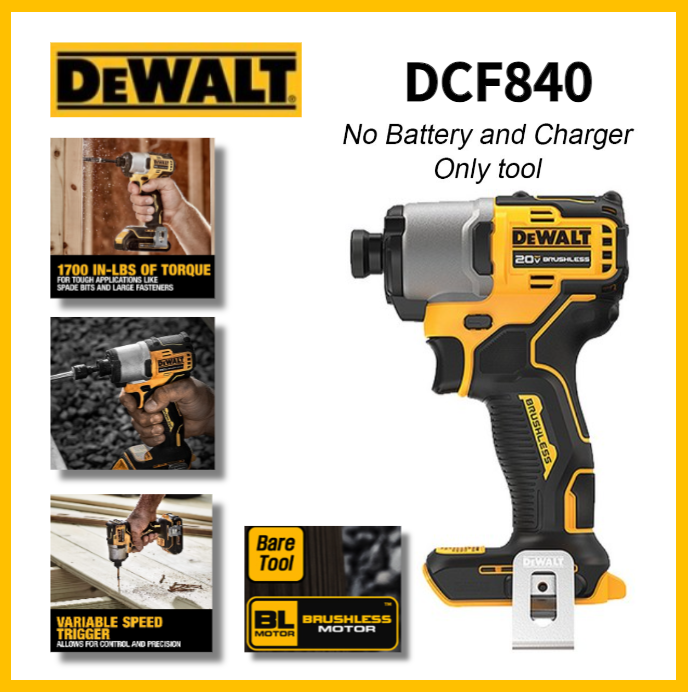 DEWALT DCF840 20V MAX* 1/4 in Cordless Impact Driver Brushless (no