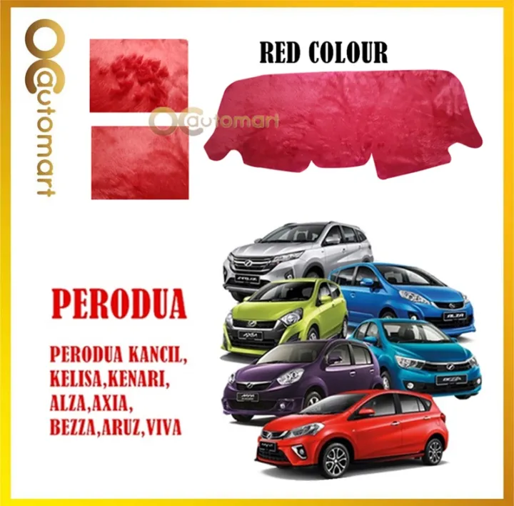 Customized Dashboard Cover Fur Bulu For Perodua Car Myvi Kelisa Kenari Kancil Alza Aruz Bezza Axia Viva Colour Red Lazada
