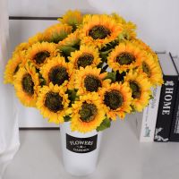 【DT】 hot  3/5/10pcs Sunflower Decoration Artificial Sunflower Flower Realistic Silk Daisies for Home Flower Arrangement Wedding Party