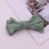 Vintage Fashion Linen Bow Hairpin Solid Color Bow Hairpin Fashion Womens Hairpin Top Clip Headwear