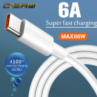 C-SAW 6A 66W USB Type C Super Fast สำหรับ Huawei Mate 40 50 Xiaomi 11 10 Pro OPPO R17 Fast USB C สายชาร์จข้อมูลสายไฟ