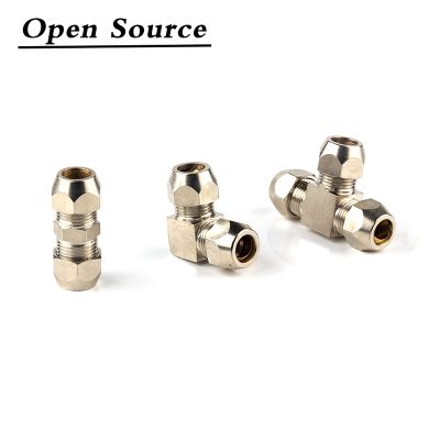 ▼❄ 4 6 8 10 12 14 16mm OD Tube Brass Ferrule Tube Compression Fitting Connector Oil Water Gas Adapter L-type T-shaped