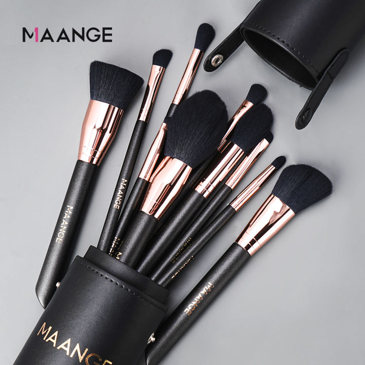 maange-แปรงแต่งหน้า-10pcs-ใช้ใน-ปัดแก้ม-พื้นฐาน-ปัดฝุ่น-ไฮไลท์เตอร์-แต่งตา-ชุดแปรงแต่งหน้า-กับ-กระบอกแปรงแต่งหน้า-x1