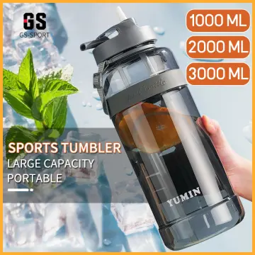 Large Capacity Plastic Water Bottle, Portable Handle Straw Cup, Outdoor  Sports, Fitness, Time Scale Bottles, 1.7L, 2L