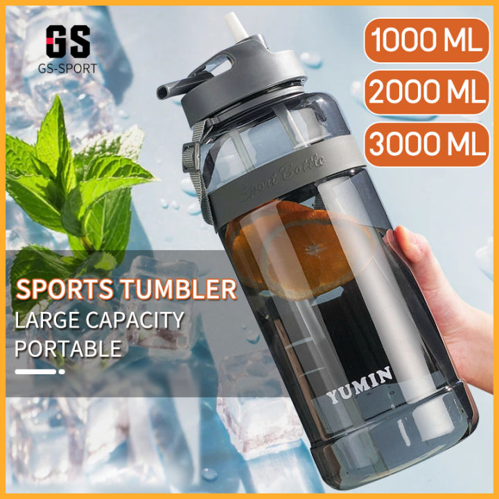 Portable 1000ml Outdoor Water Bottle With Straw With Straw For