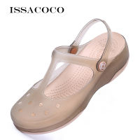 ISSACOCO ฤดูร้อนผู้หญิง Wedge แพลตฟอร์ม Jelly Beach Sabot โปร่งใสรองเท้ารองเท้าแตะสำหรับหญิงสุขาภิบาล Clogs ผู้หญิง Hoof ~