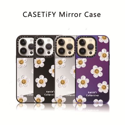 Casetify X Daisy by Katie-s เคสโทรศัพท์มือถือแบบกระจกแข็ง ลายโลโก้แกะสลักด้านข้าง พร้อมกล่อง สําหรับ IPhone 12 13 14 Pro Max
