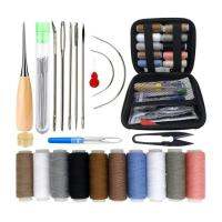 Leather Stitching Kit 23Pcs Leather Working Tool Set Leather Working Supplies with Pro Waxed Thread Large Eye Needles Leather Working Supplies for DIY Craft Repair amiable