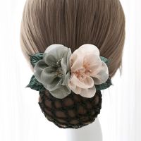 Korean Style Ribbon Flower Hairgrips Mesh Hair Rope Lace Bow Hair Net Hair Bun Bank Hotel Head Flower Wedding Hair Accessories