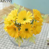 New Artificial Flower PU Real Touch Gerbera Sunflower Fake Flowers Wedding Party Gift Home Decoration Aesthetic Room Decor Wall Artificial Flowers  Pl