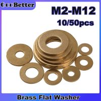 10/50 buah pencuci datar kuningan M2 M.5 M3 M4 M5 M6 M8 M10 Set Gasket segel tembaga padat cincin segel mesin cuci polos untuk sekrup baut mur