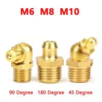 5/10pcs M6 M8 M10 Brass Hydraulic Grease Nipple Fittings Thread Pitch 1mm 45 /90/180 Degree For Car Oil Nozzle Fitting Kit