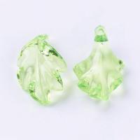 50pc Light Green Transparent Acrylic Leaf Pendants for Chunky Necklace Jewelry 24x15x5mm Hole: 1.5mm