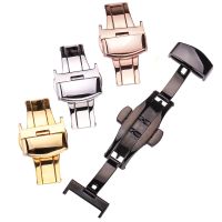 ™♈▩ 316L Stainless Steel Deployment Butterfly Clasp Silver Rose Gold Black Polished Watch Band Buckle Strap Accessories