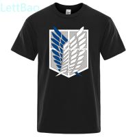 Camiseta De Anime Para Hombre, Camisa De Manga Corta De Algodén, Para Hombre, Camiseta De Attack On Titan, Camisetas De Wings Of Freedom Mikasa Japonesas เสื้อยืดแขนสั้นแต่งปีกสไตล์ญี่ปุ่น HBOP