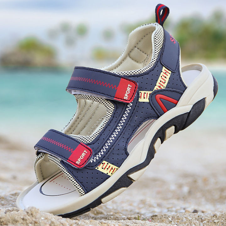 รองเท้าแตะสำหรับรองเท้าผ้าใบเด็กผู้ชายชายหาดรองเท้าแตะซัมเมอร์รองเท้ากีฬากลางแจ้ง