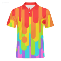 Colorful 2023 Stripe Rainbow Polo Shirt Mens Short Sleeve Shirt 3d Printed Shirt Summer Hot Shirt Dropshipping Unisex summer polo