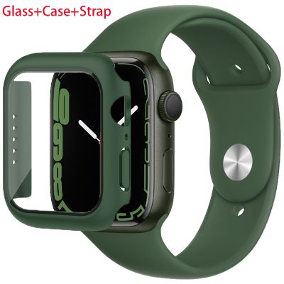 Glass Case Strap for apple watch band 45mm 44mm 40mm 41mmm 38mm 42mm 45 mm Silicone bracelet correa iWatch series 8 7 6 se 5 4 3