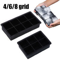 4/6/8 Grid Big Ice Tray Mold Box Large Food Grade Silicone Ice Cube Square Tray Mold Diy Bar Pub Wine Ice Blocks Maker Model