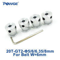 Powge 20ฟัน2gt 2เมตร Synchronous ลูกรอกเจาะ5/6/6.35/8Mm สำหรับความกว้าง6Mm 2mgt Gt2เข็มขัดจับเวลาฟันเฟืองขนาดเล็ก20 T 4ชิ้น