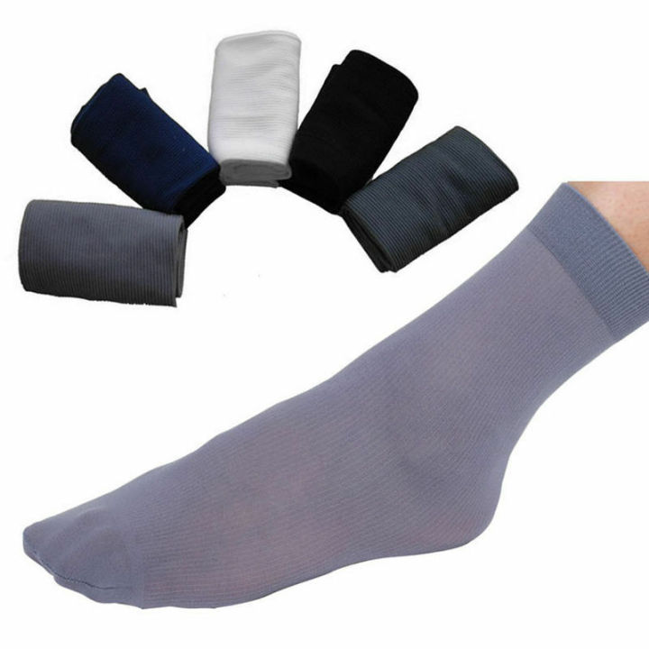 lady-sugar-ถุงเท้าถุงเท้าผ้าไหมน้ำแข็งสำหรับผู้ชาย10คู่ถุงเท้าเยื่อไม้ไผ่ข้อเท้าถุงเท้าทำงานนุ่มระบายอากาศได้ดี