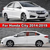 สติกเกอร์คาร์บอนไฟเบอร์ สีดําวาว สําหรับติดเสาประตู หน้าต่างรถยนต์ Honda City 2002-2019 4 6 ชิ้น