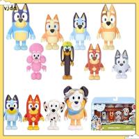 VJDA 8Pcs/Set PVC เดสก์ท็อปตกแต่ง อะนิเมะของเล่น Action Figure Bluey Family หุ่นจำลอง ตุ๊กตาสุนัข