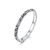 Bamoer Vintage 925 Sterling Silver Embossed Vintage Pattern Ring For Women Simple Silver Ring Fine Jewelry Luxury Brand Gift