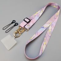 marble pattern Crossbody Lanyard for Women Men For Mobile Phone Keys Holder Lanyard ID Card Holder Lanyard Neck Rope Mobile Phone Strap