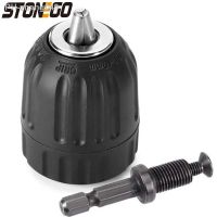 STONEGO Keyless Drill Chuck Converter 0.8-10mm Range 3/8 -24UNF Thread Quick Change Adapter with 1/4 Hex Shank