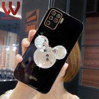 แฟชั่นส่องแสงเป็นประกายระยิบระยับหมีกลิตเตอร์แต่งหน้าเคสนิ่มสำหรับ OPPO A74 4G A95 4G A74 5G A55 4G F5 F11 PRO A95 A71ฝาหลังกันกระแทกเคลือบอิเล็คโทรเพลทลื่น