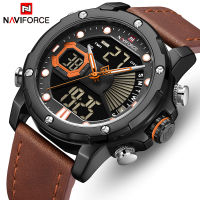 Naviforce แบรนด์หรูด้านบนกองทัพทหารผู้ชายนาฬิกา LED ดิจิตอลหนังกีฬานาฬิกาบุรุษหนังนาฬิกาควอทซ์กันน้ำ