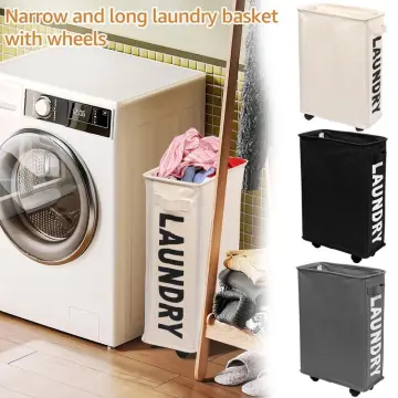 Rolling Laundry Basket with Wheels Yoga Storage Basket Foldable Laundry  Hamper 15.3x7.4x22.4in for Bathroom Laundry Room Bedroom