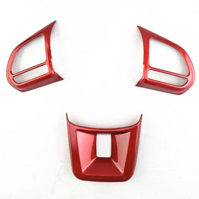 dfthrghd 3Pcs/Set ABS Car Steering Wheel Button Cover Sticker Interior Decoration for MG5 MG6 MG HS ZS Car Styling Red
