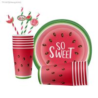 ✢ Watermelon Party Cups Plate Straw Tablecloth Baby Shower One in a Melon Theme Girl Birthday 2nd 3th 4th Birthday Party Supplies