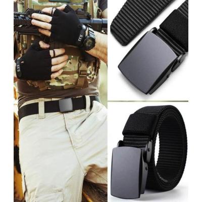 Male Fashion Tactical Belt High Quality Black Nylon Belt Men Women Jeans Metal Automatic Buckle Canvas Luxury Waist Belts 130cm