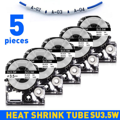 20215PK SU3.5W Black on White 3.5mm Label Tape Compatible Epson Heat Shrink Tape for Labeling Machine Epson Labelworks LW400 LW700