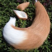 Anime Cosplay Props Fox Ears and Tail Set Spice and Wolf Holo Plush Long Fur Neko Ears Tail Party Halloween Costume Accessories