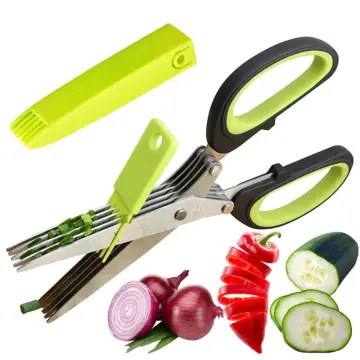 1pc Stainless Steel Kitchen Scissors Five Blades Scissors Green