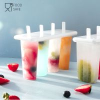 Popsicle Molds 4 Cavities Homemade Ice Cream Mold Reusable Easy Release Ice Pop Molds 50 Wooden Sticks