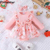 Prowow เด็กสาวคริสต์มาสบอดี้สูท Snowman พิมพ์สีแดง Romper ชุดสำหรับทารกปีใหม่เครื่องแต่งกาย My First Christmas Baby Clothes