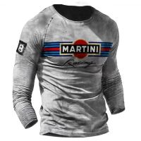 Vintage Cotton Mens T-shirts 3D Printed Loose Long Sleeve America 66 Route Tops Oversized Motorcycle T Shirt Man Biker Clothing