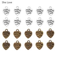 【LZ】┋♨﹍  Chzimade-Handmade Metal Heart Shaped Etiquetas do vestuário para vestuário Feito com Carta de Amor Tag Etiqueta Impressa DIY Costura Artesanato 50pcs