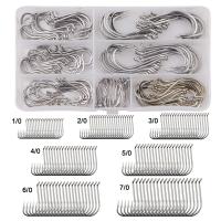 140pcs/box Octopus Offset Fishing Hooks sharp saltwater Stainless Steel anti corrosion fishhook Bait Fishing Hook Kit 1/0-7/0